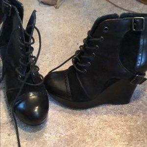 Black Wedge Booties